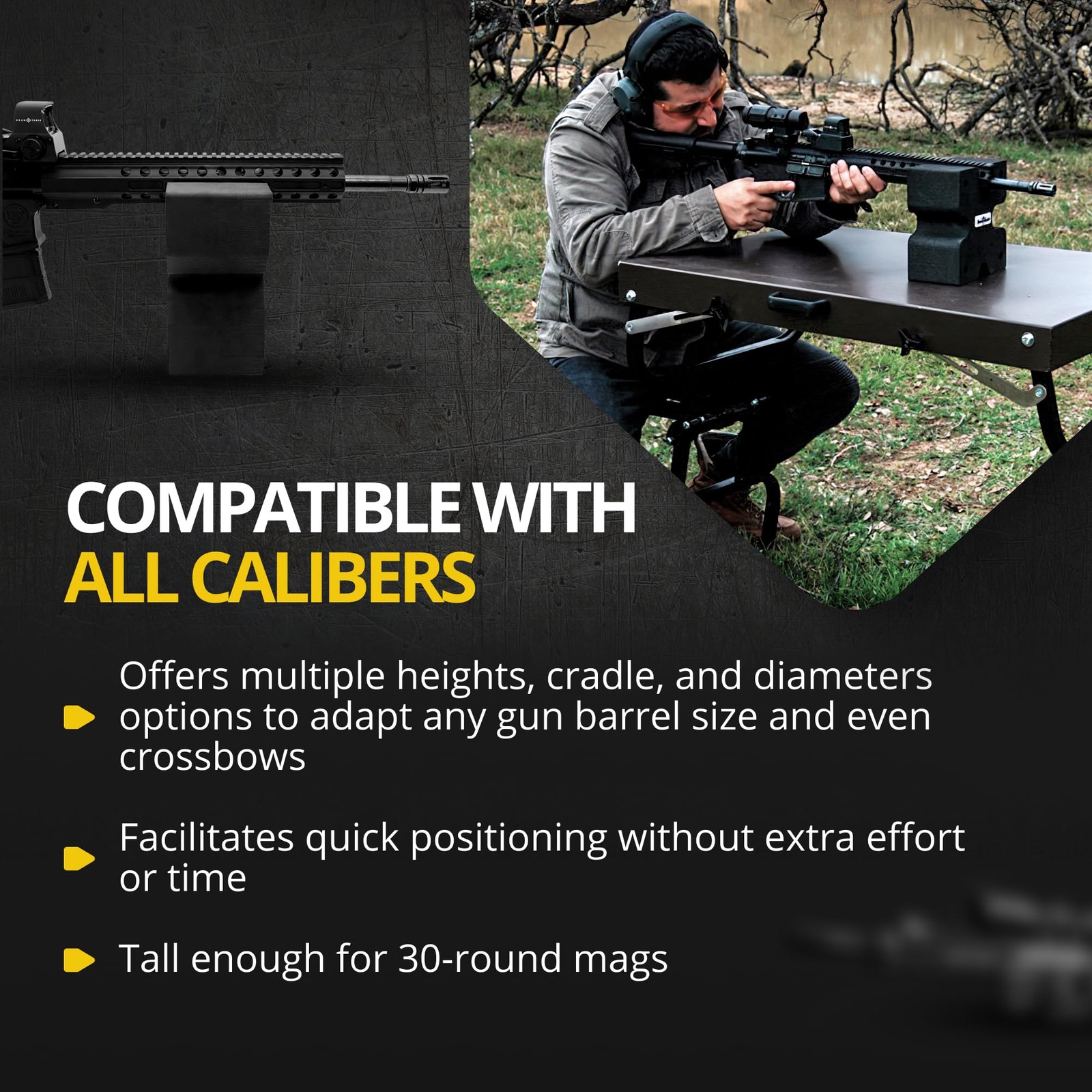 Portable Protective Rifle Rest High Density Foam Adjustable USA Crafted 8x6x4