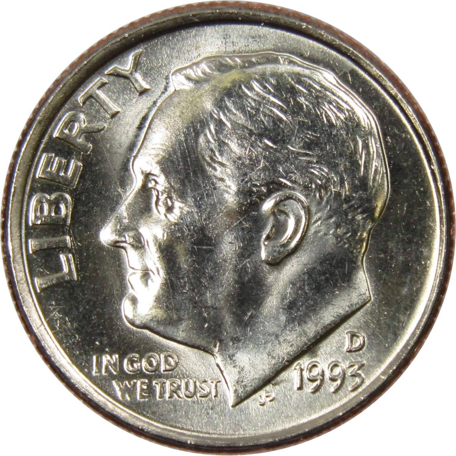 1993 D Roosevelt Dime Clad Uncirculated Mint State 10c Coin