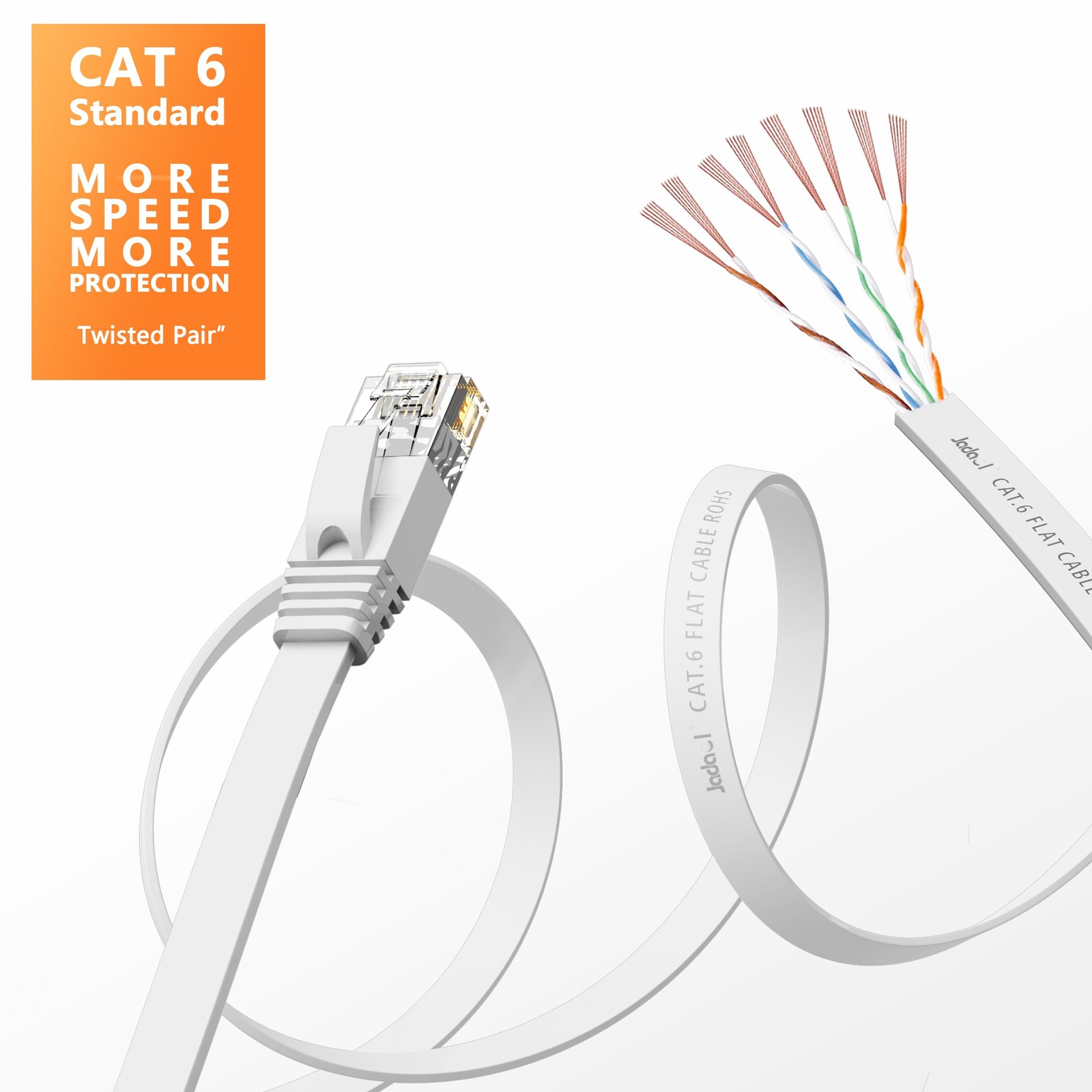 Cat 6 Ethernet Cable 200 ft (60.96m), 10Gbps Support Cat8 200ft, White