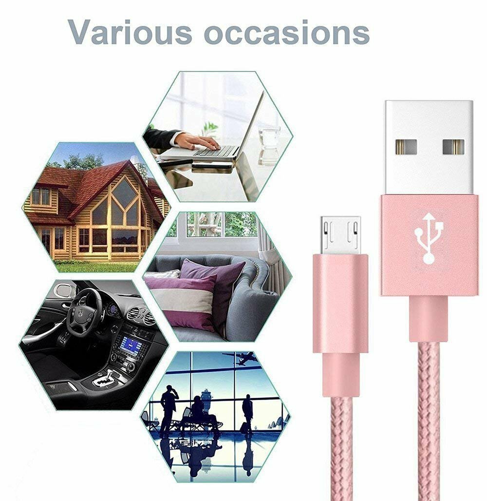3x 10 FT Cable Cord Charger Wire Usb Smartphone Tablets For Android Phones