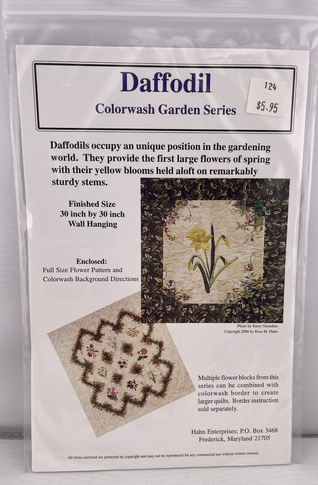 Daffodil Colorwash Garden Series Quilt Pattern Hahn Enterprises 2000 Floral