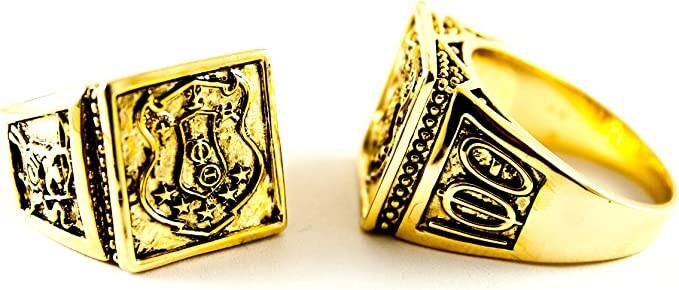 Iota Phi Theta Gold Plated Crest ring with Vintage black enamel