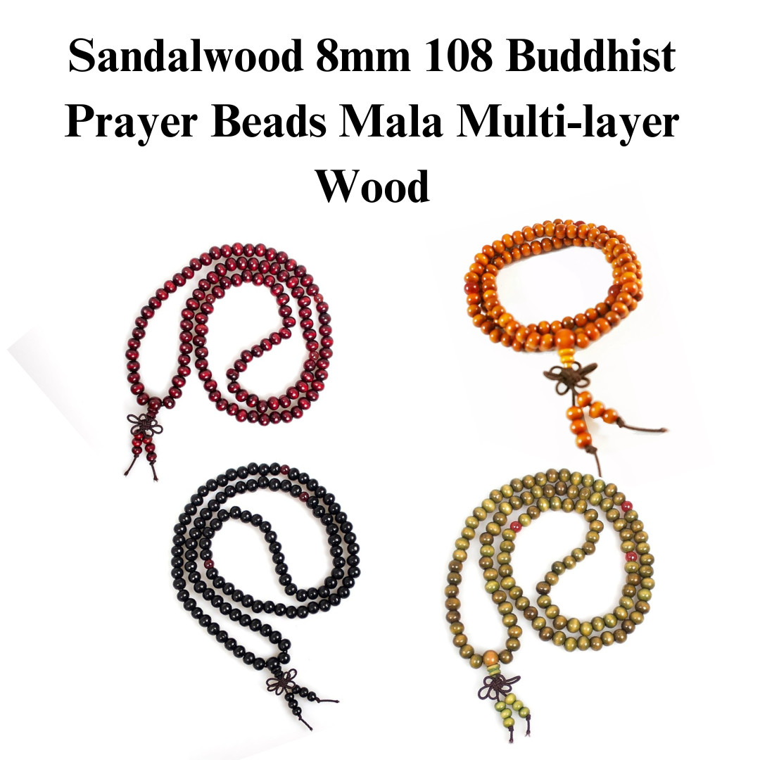 Sandalwood 8mm 108 Buddhist Prayer Beads Mala Multi-layer Wood