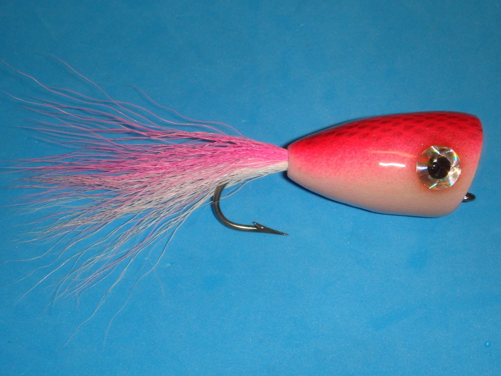 BIG GAME FLY FISHING FLIES - Pink/White BUCKTAIL POPPER Size 4/0 (3 pcs.)