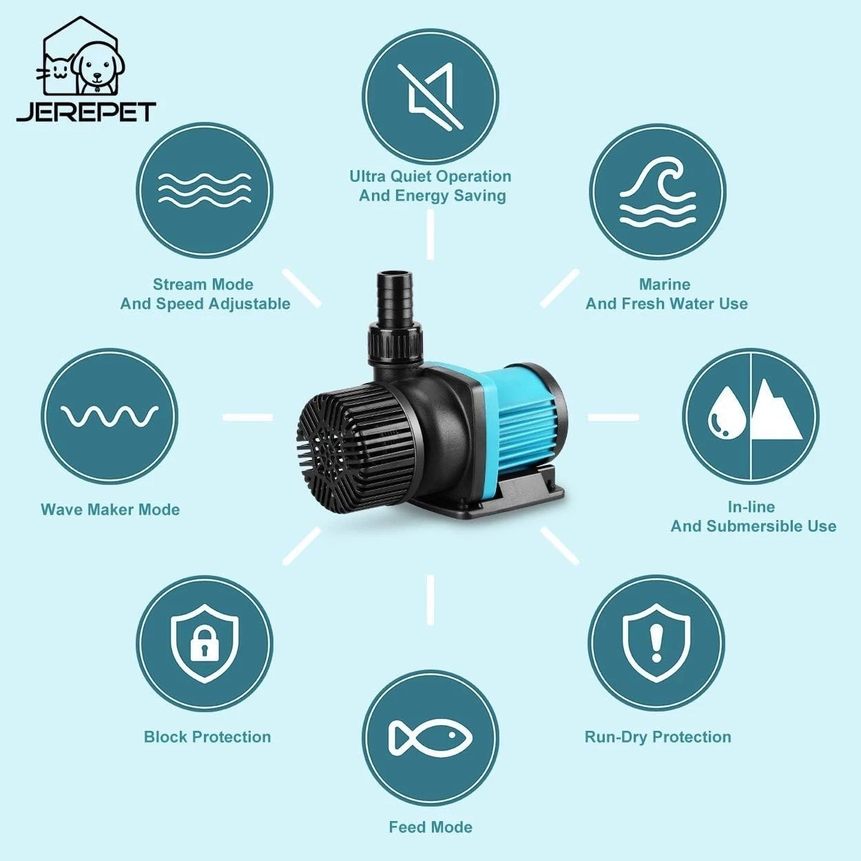520GPH 24V DC Aquarium Water Pump with Controller - Quiet and Efficient Flow