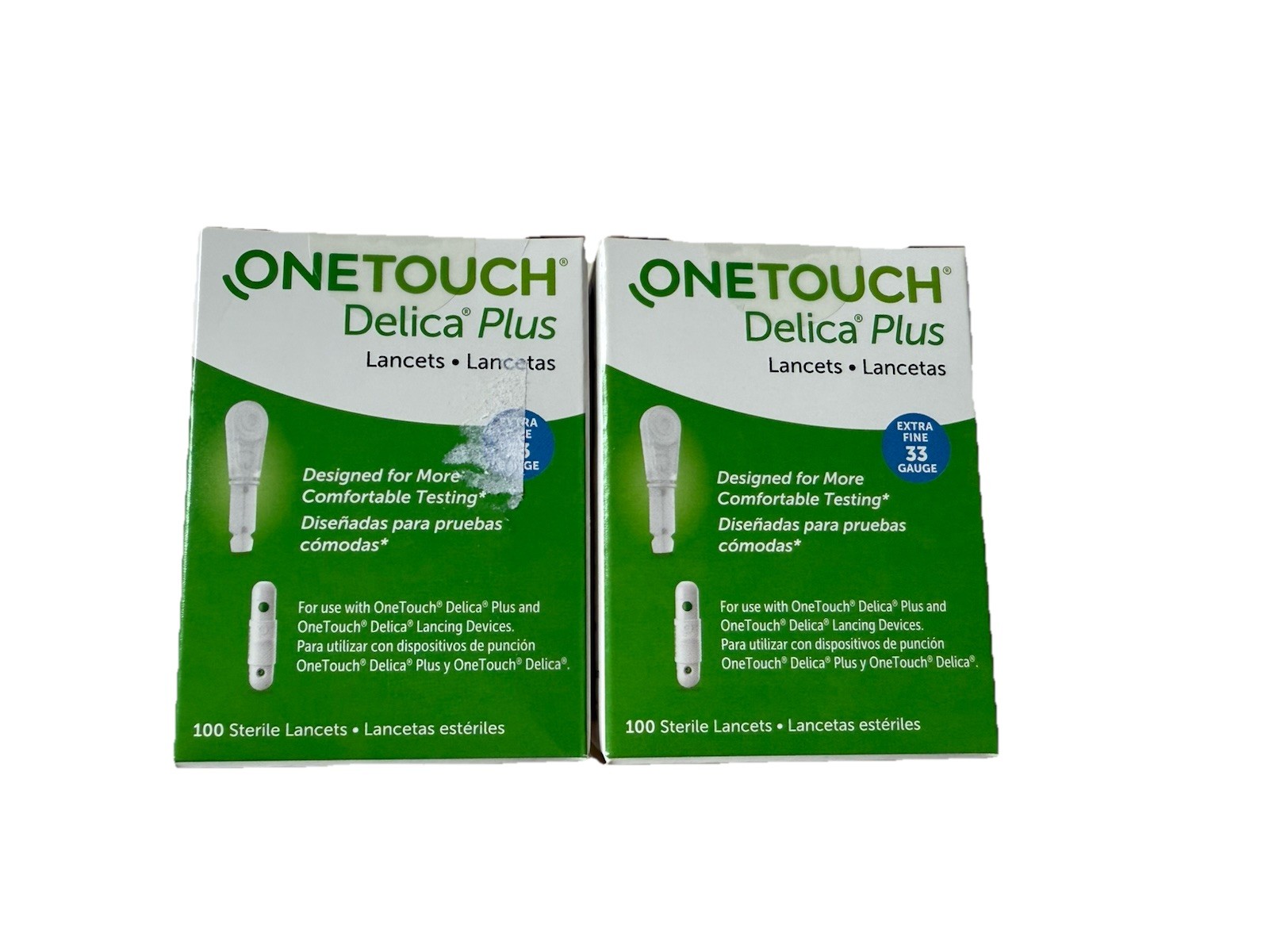 OneTouch Delica Plus Lancets Extra Fine 33 Gauge 100 Count Lot Of 2 All Expired