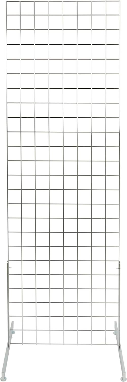 Set 2 Gridwall Panels 2' x 6' Grid Wall Display Chrome Steel 4 Legs Panel