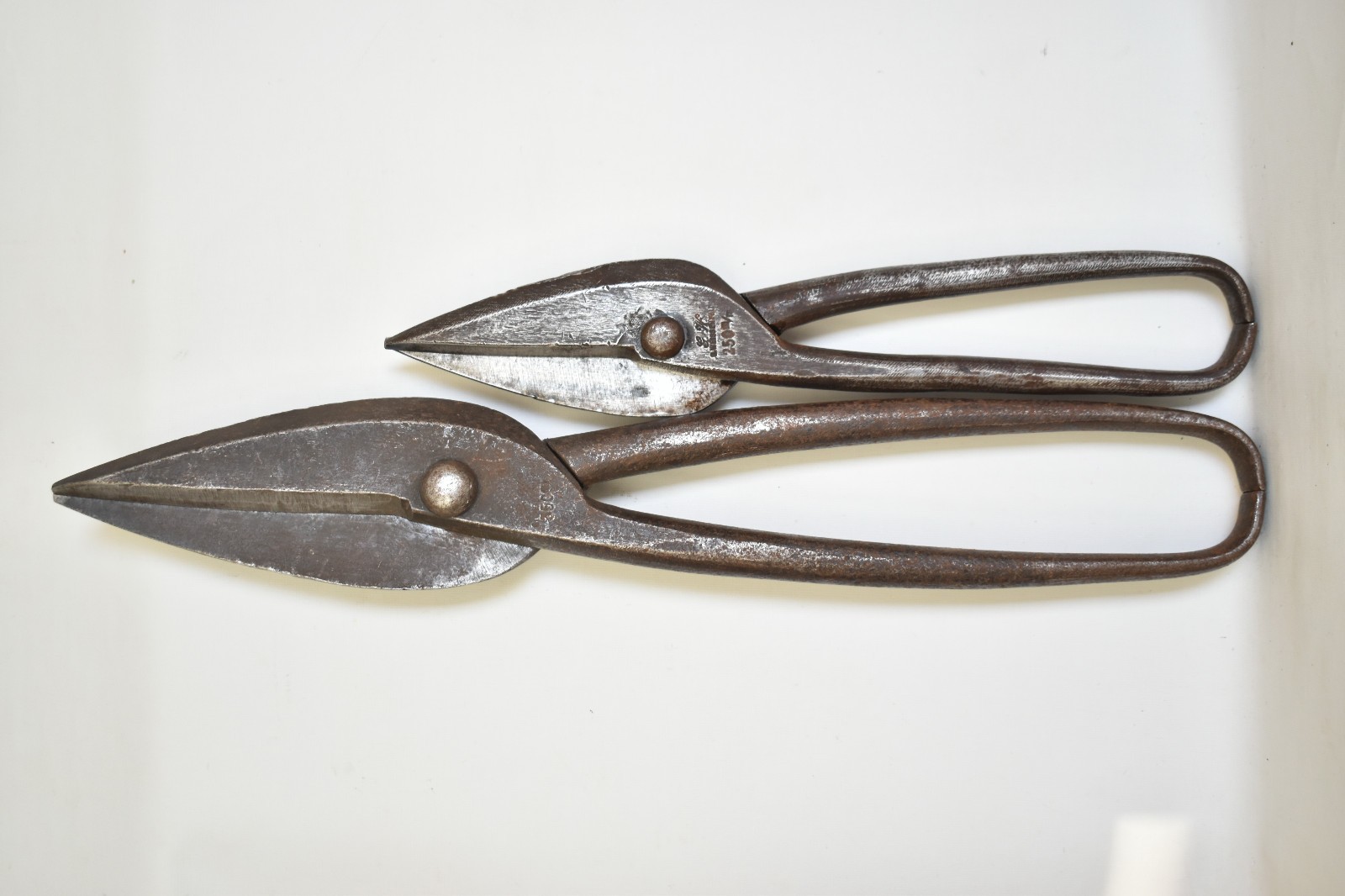 2 Vintage German G. Weissenfeld Sheet Metal Leather Cutters Shears Scissors