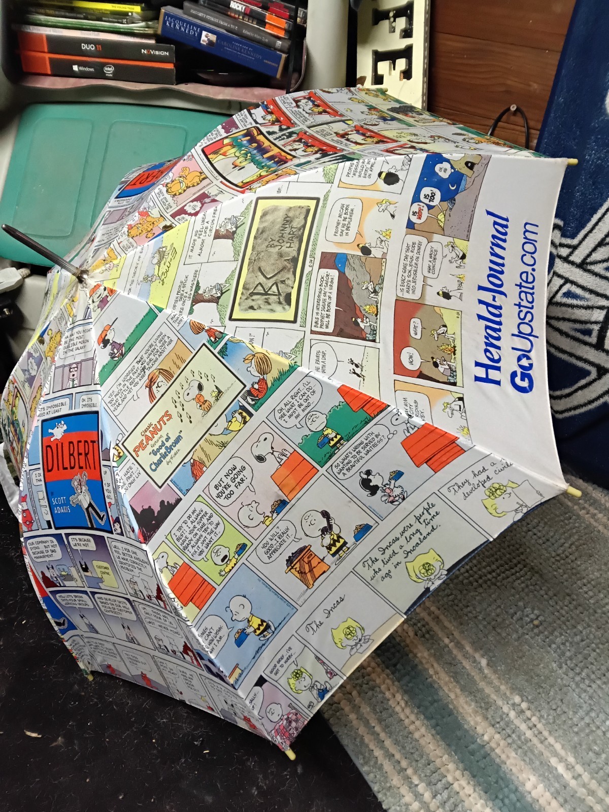 Herald-Journal Comic Strip Print Umbrella White