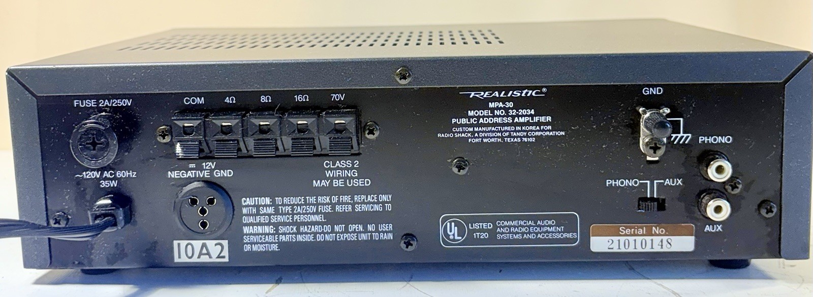 REALISTIC MPA-30 20W P.A. Amplifier