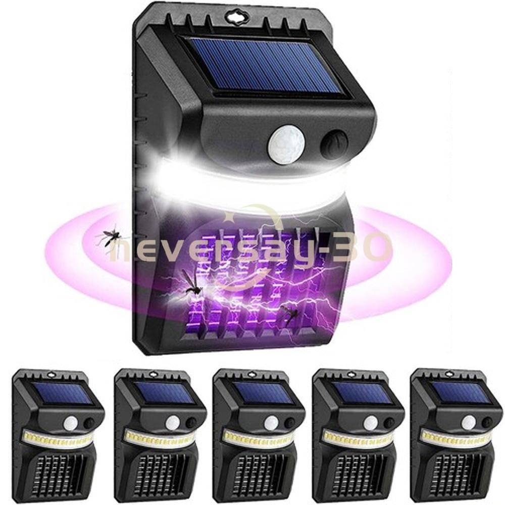 Solar Power Outdoor Mosquito Insect Killer LED Light Trap Fly Bug Zapper Lamps
