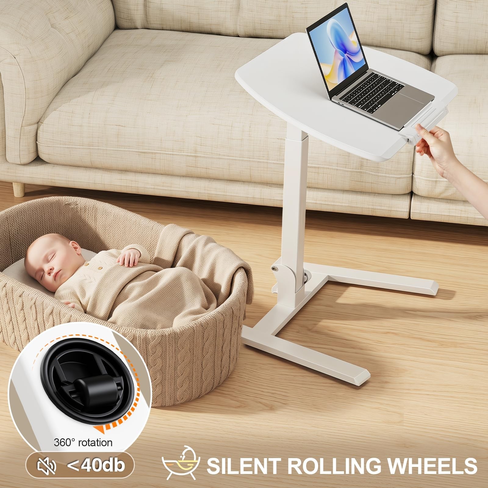 ROMOON Foldable Standing Desk with Wheels: No-Assembly, Height Adjustable | R...