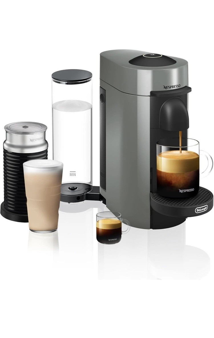 De’Longhi Nespresso VertuoPlus Coffee & Espresso Maker – Gray w/ Aeroccino Milk
