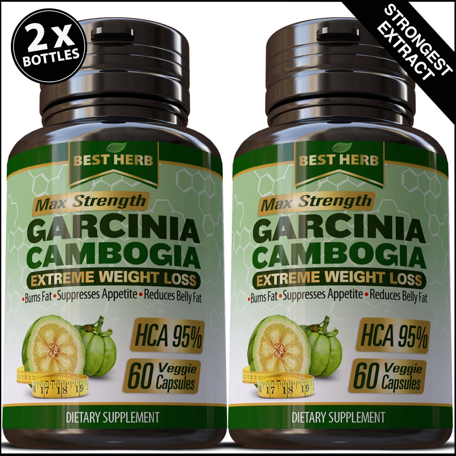 2 x BOTTLES 120 Capsules 3000mg Daily GARCINIA CAMBOGIA HCA 95% Weight Loss Diet