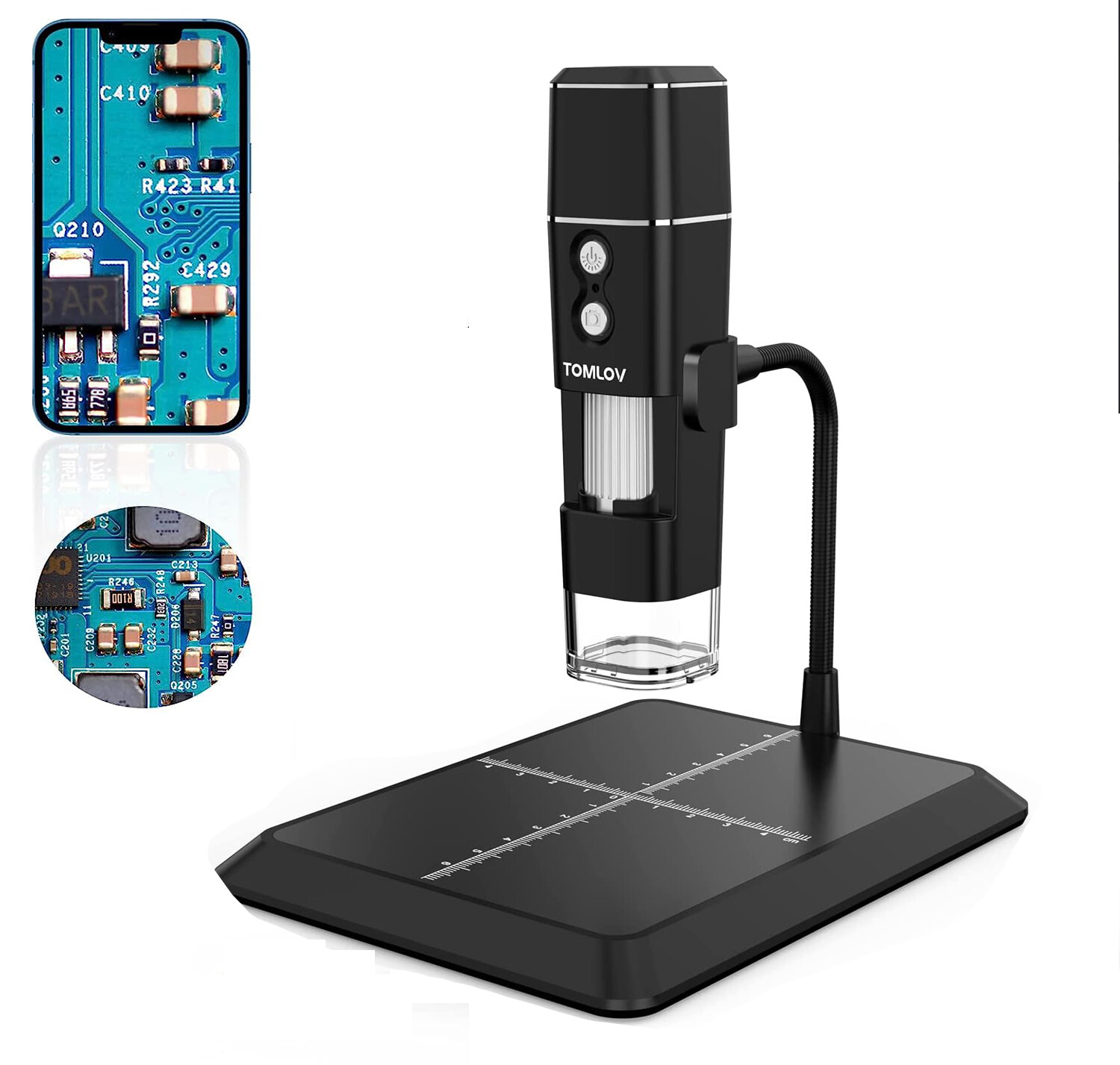 TOMLOV DM1 WiFi Wireless Digital Microscope 1000X 1080P HD USB Coin Microscope