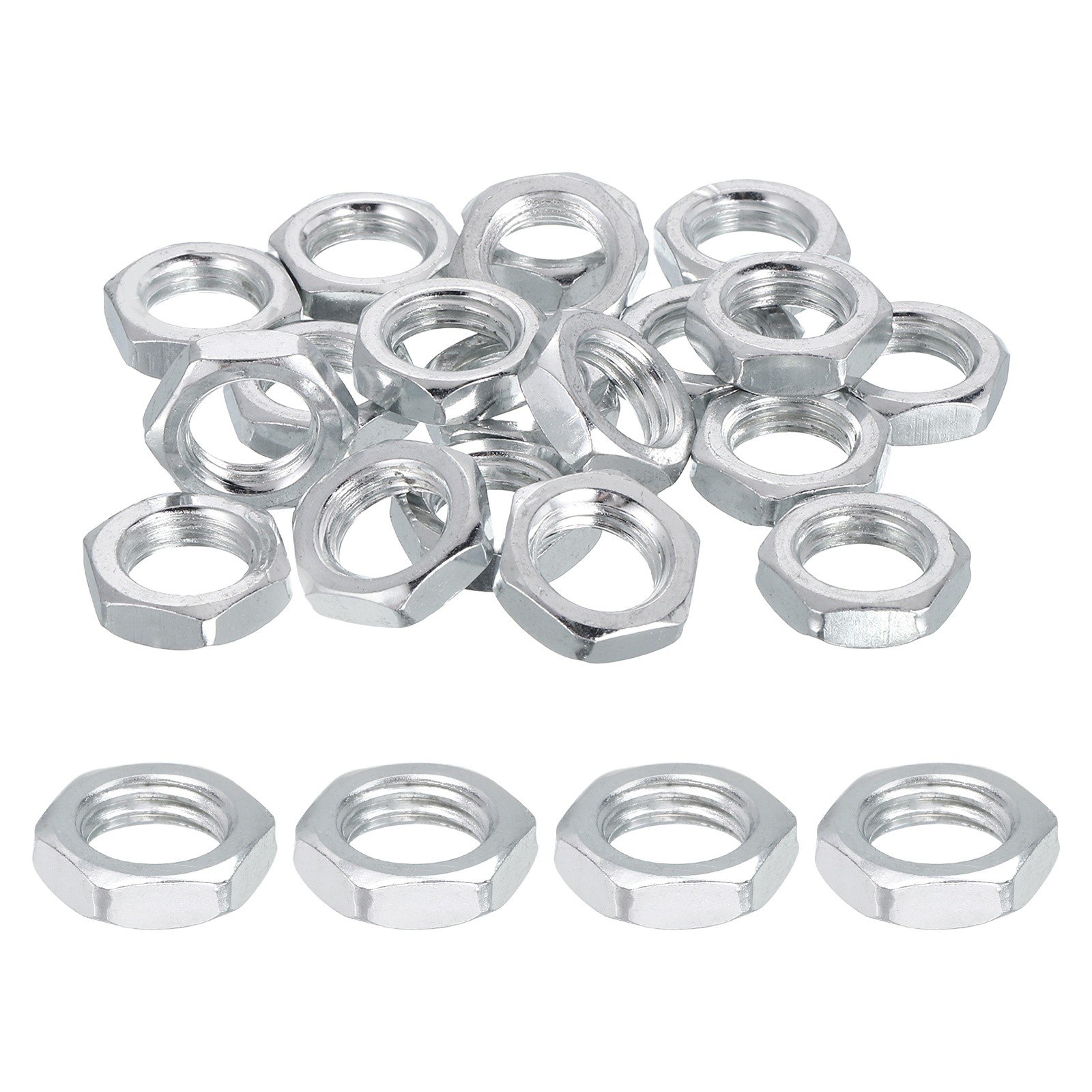 M12x1.5x5mm Steel Hex Nuts, 25Pcs Metal Screw Nuts Fasteners, 17mm Width
