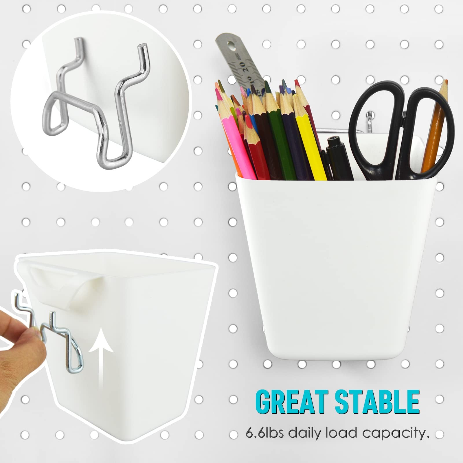 G.CORE Peg Board Organizer 21 Pack, Pegboard Multi-size, White &