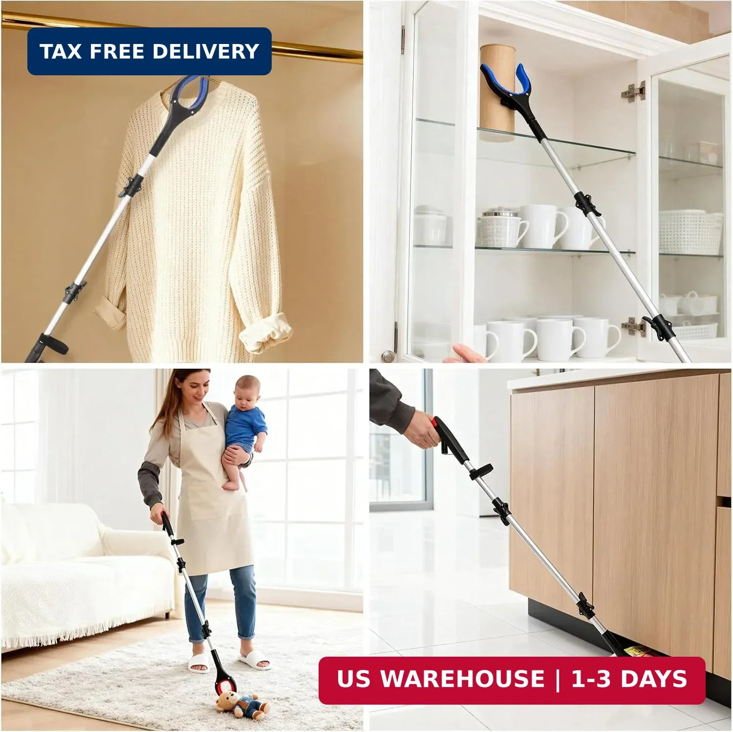 2-Pack Grabber Reacher Tool, 36" Foldable Trash Picker Upper | Extra Long Heavy