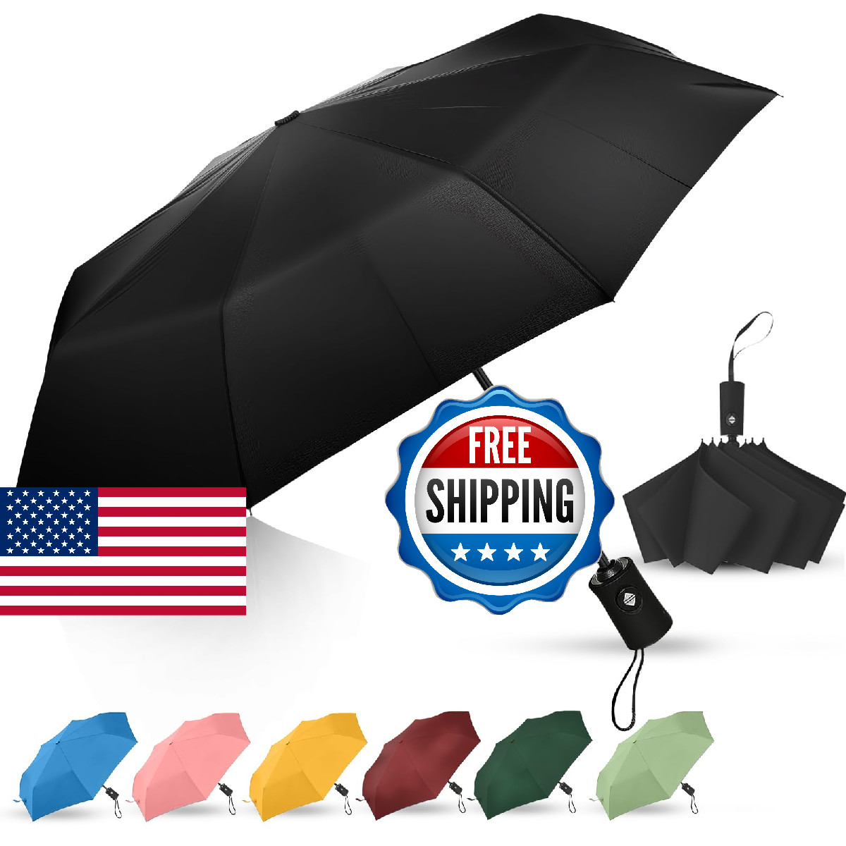 EZIYIN Travel Compact Umbrella, Folding Travel Umbrella for Rain and Shine Small
