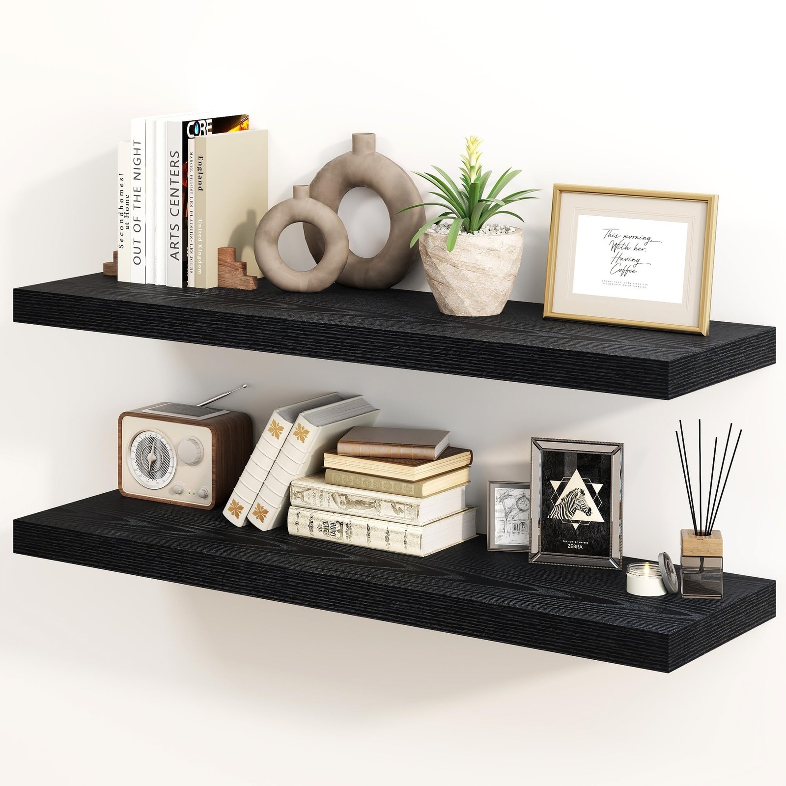 Fun Memories 30 Inch Floating Shelves, Rustic Floating Wall Shelves 8 Inch