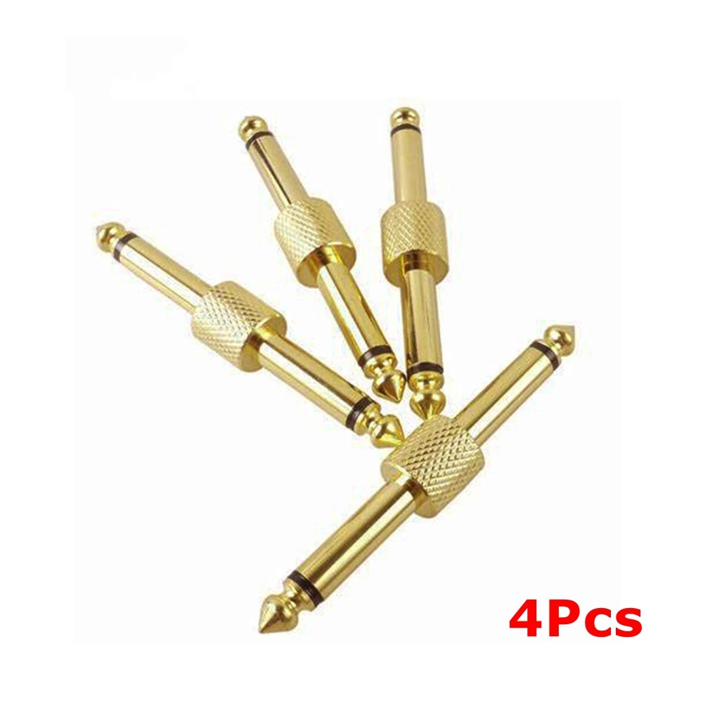 4Pcs Guitar Metal Solderless Connectors Pedal Patch Cable Jack Couplers