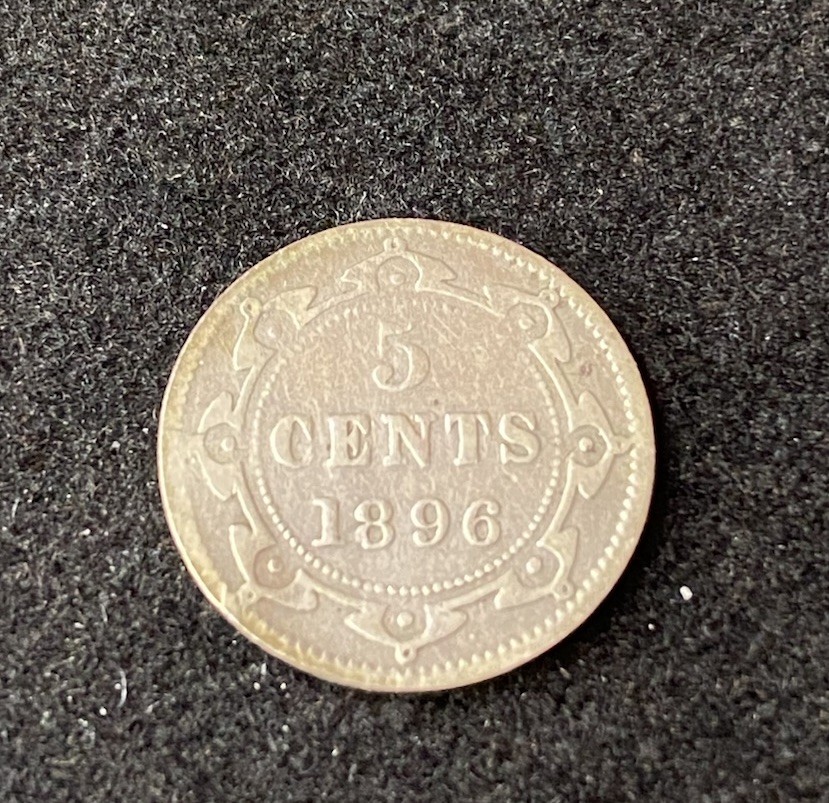 1896 Newfoundland 5 Cents 0.9250 Silver ASW 0.035 Oz Free Shipping