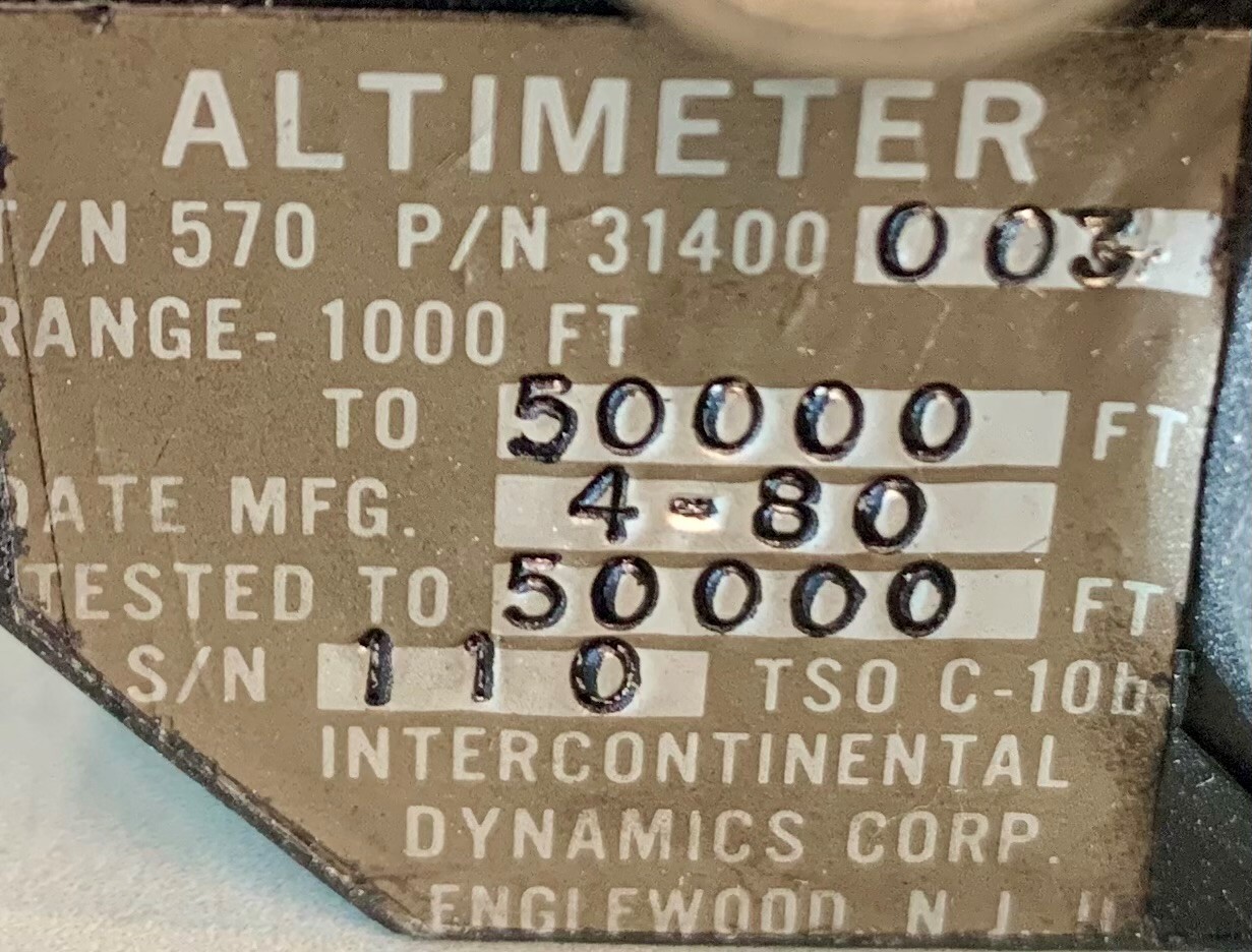 Altimeter 31400-003 Removed Working