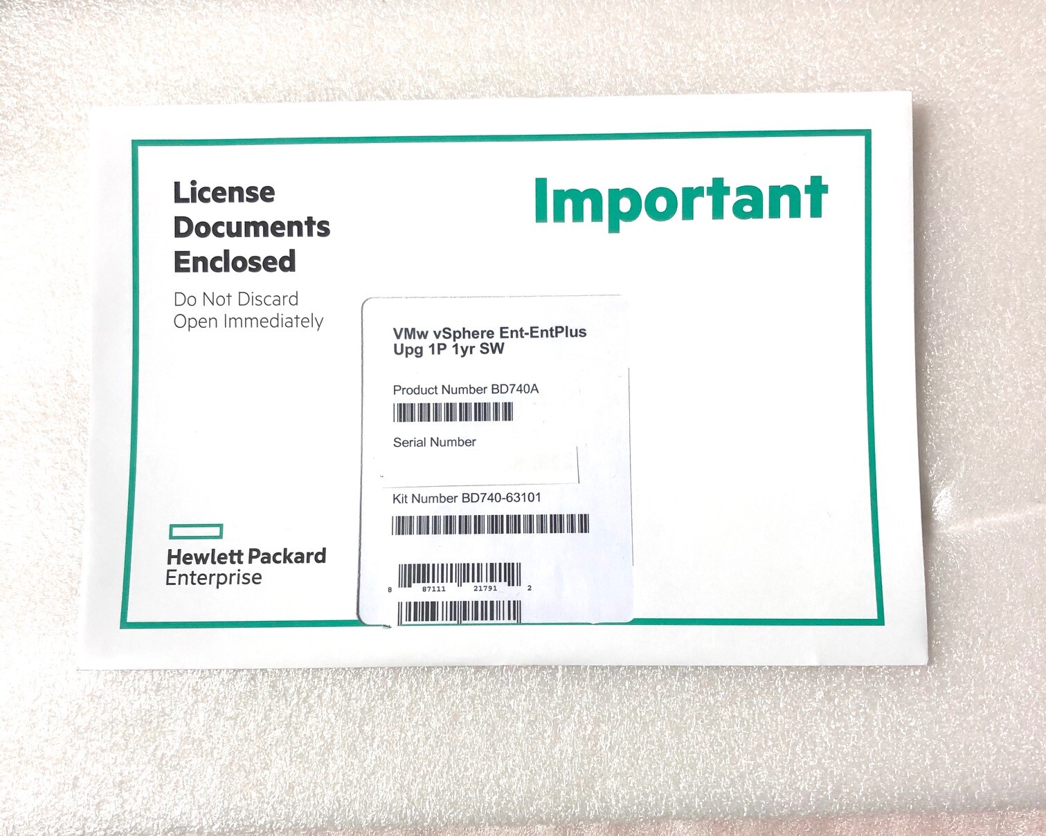 BD740A ASSY,VMw vSph Ent-EntPlus Upg 1P 1yr SW