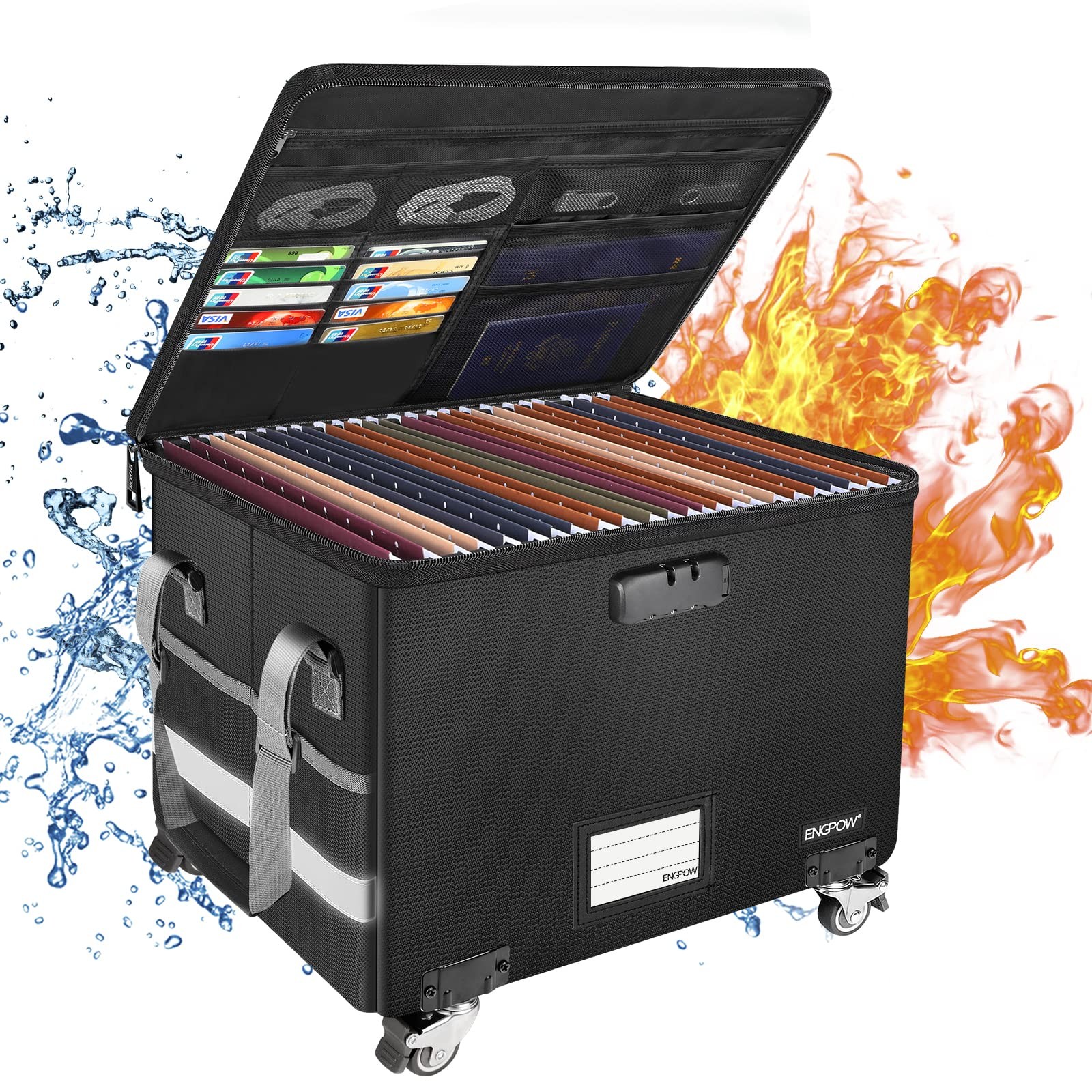 File Box With Wheels Fireproof Document Box With Lockcollapsible Rolling File St