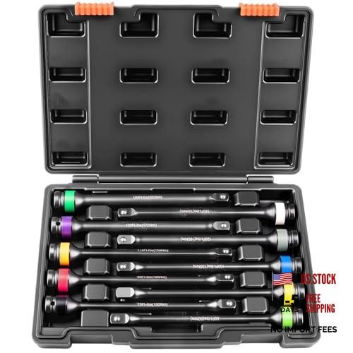 Torque Limiting Extension Bar Kit, 10 Piece 1/2" Drive Torque Wrench Set with