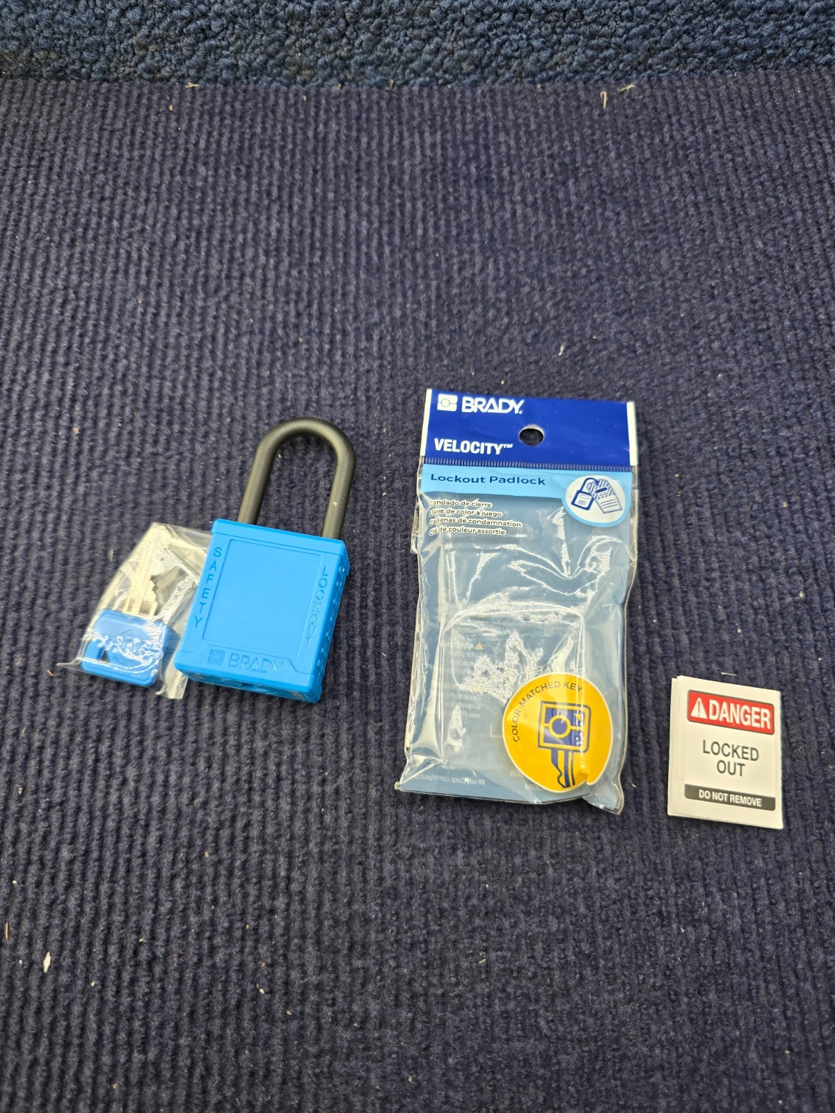 (QTY 5) Brady KD6 Blue Safety Lockout Padlocks Keyed Different 81743C with Key