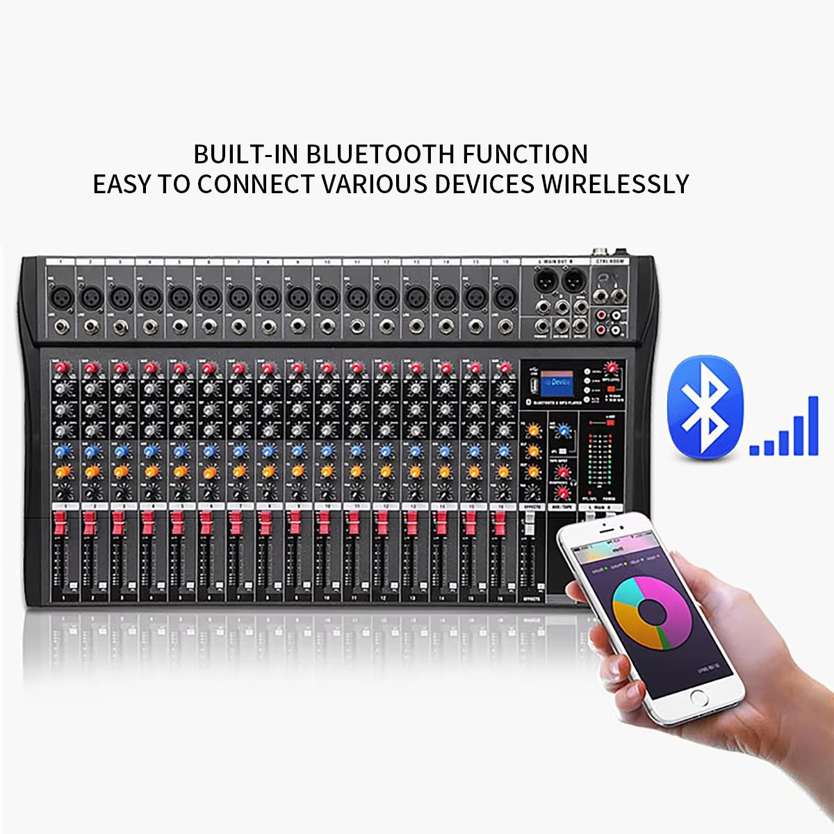 Professional 16-Channel Audio Mixer and DJ Controller for Studio Recording