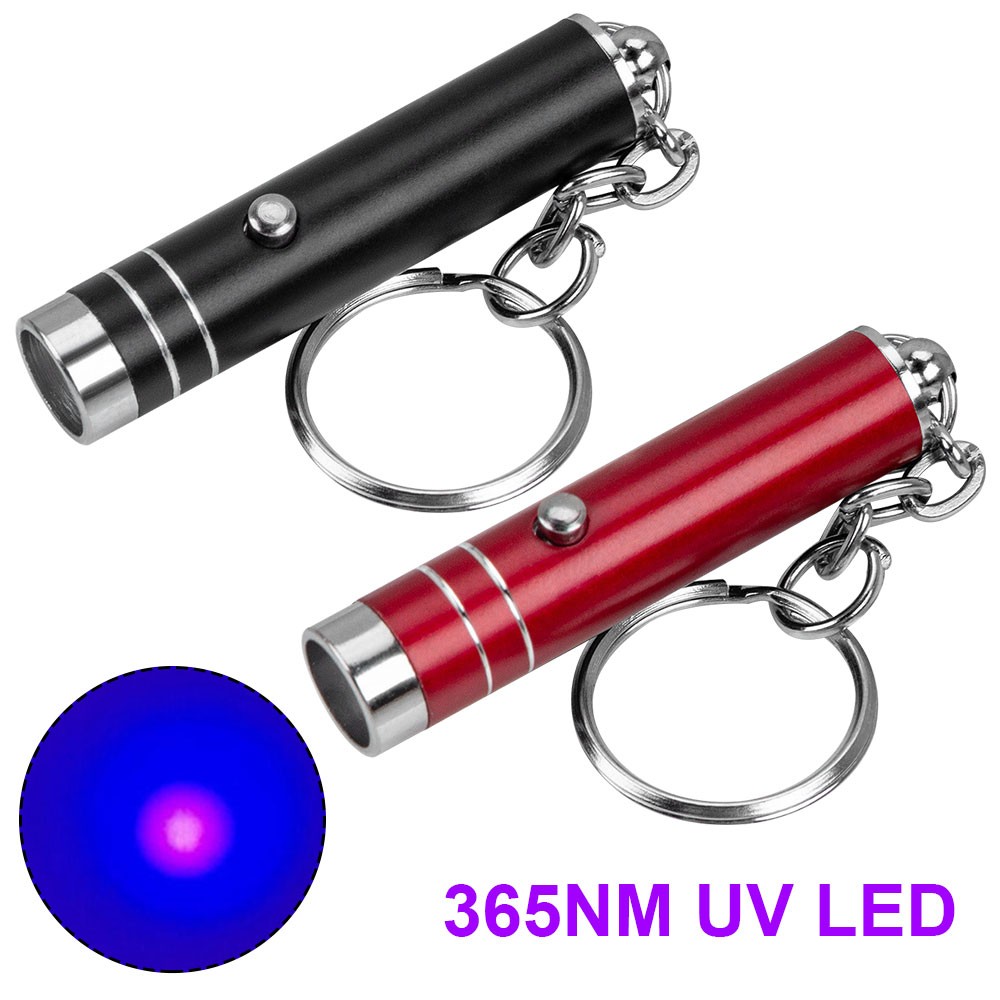 2x Mini LED UV Light Keyring Torch Forged Bank Note Fake Money Detector ID Check