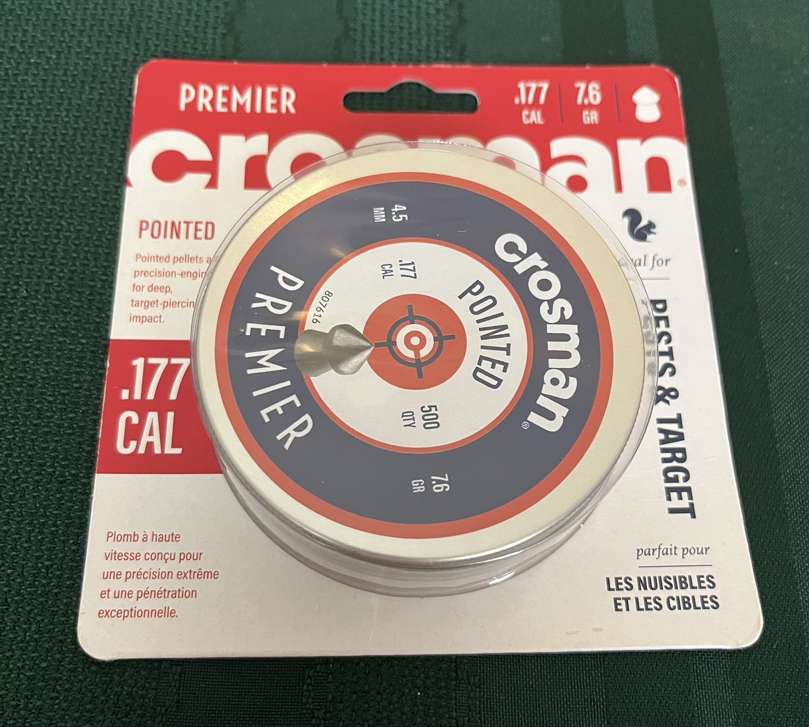 Crosman .177 Caliber 4.5mm Pointed Lead Pellets-Pack of 500-7-P577, NEW UNOPENED