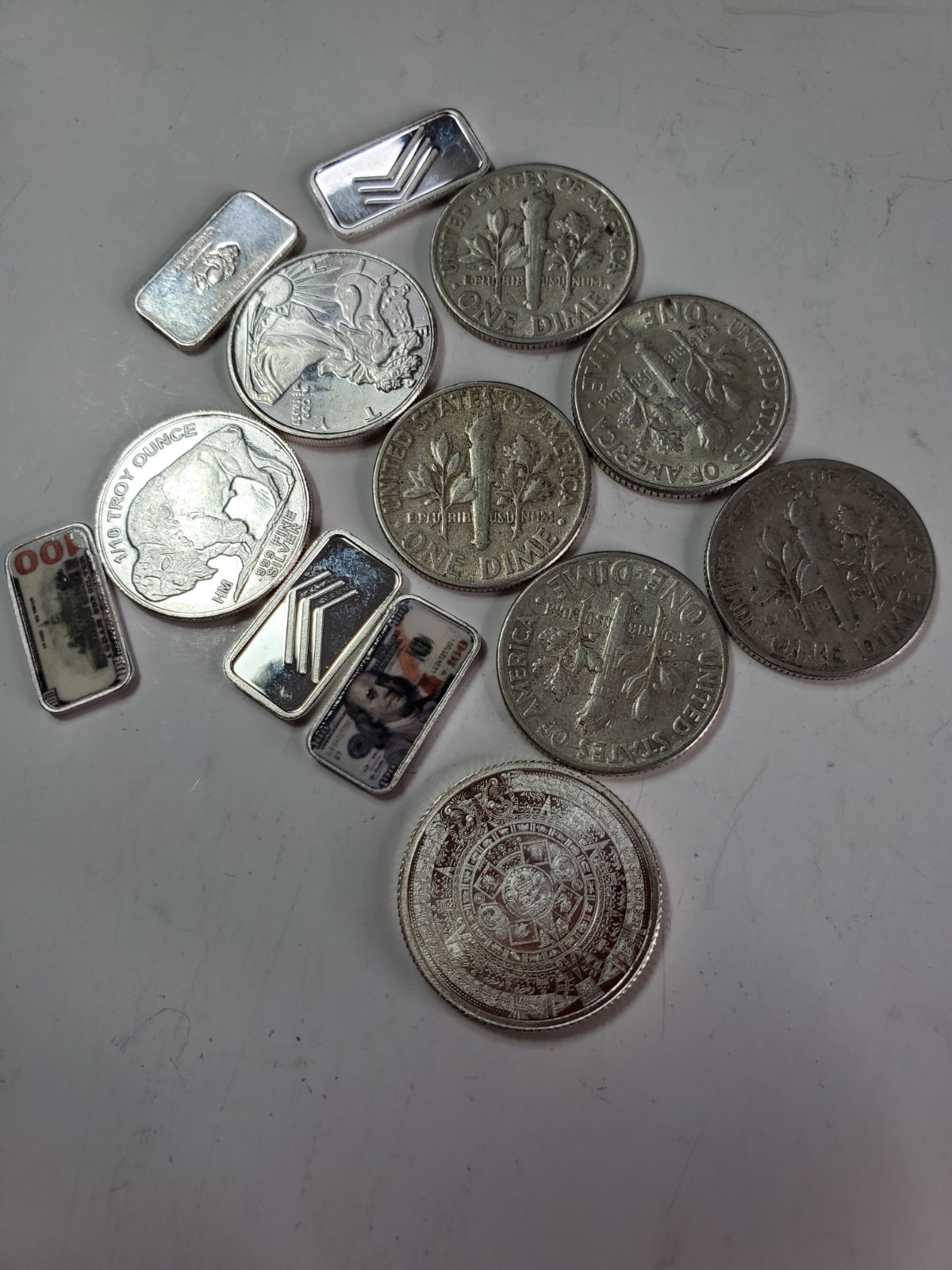 Silver Ingots And Silver Dimes