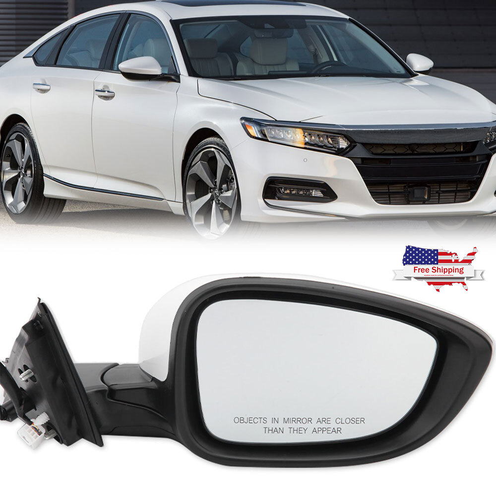 White Passenger Right Side Mirror 3Pin For Honda Accord 2018 2019 2020 2021 2022