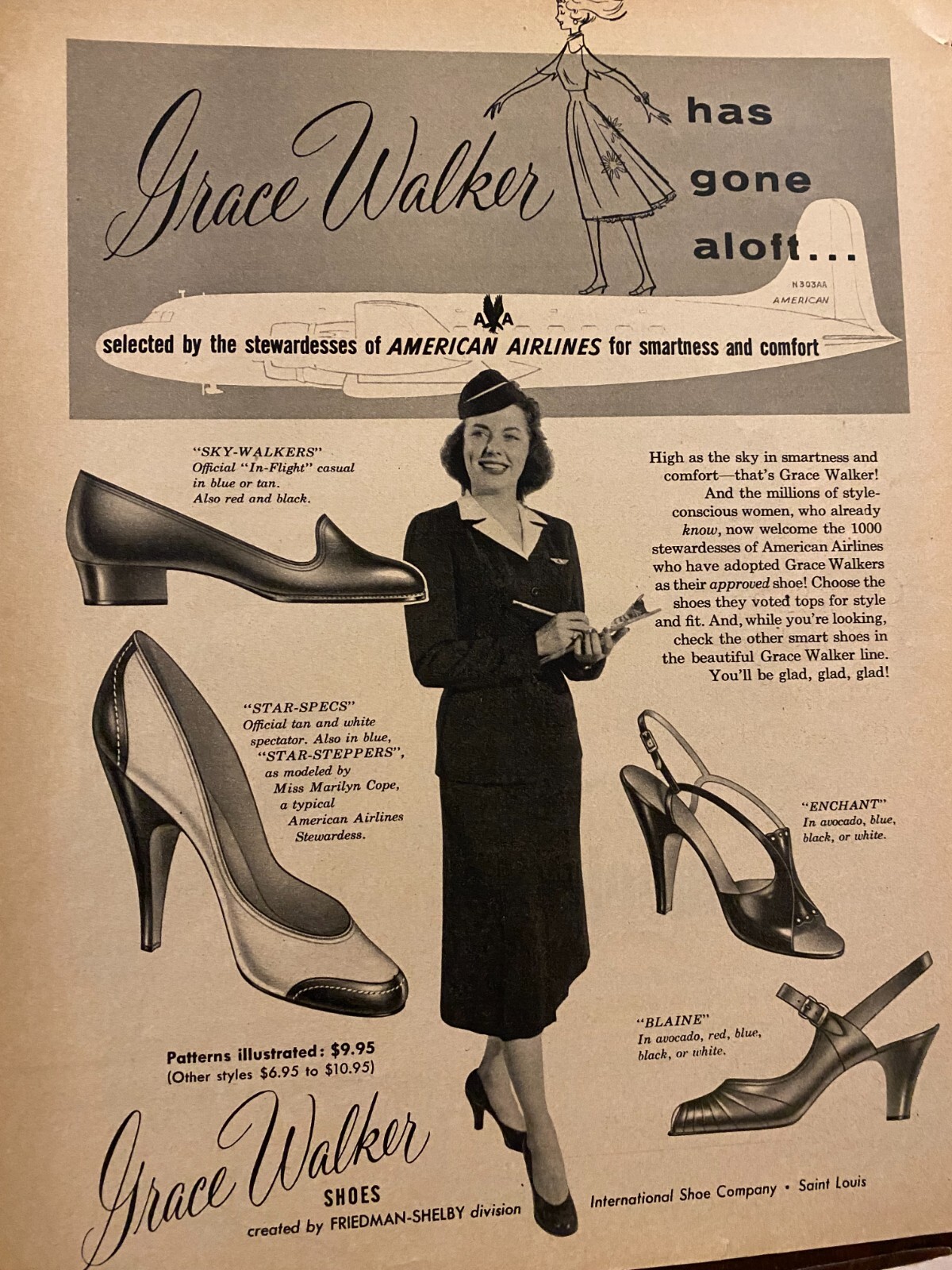 Grace Walker Shoes, Full Page Vintage Print Ad