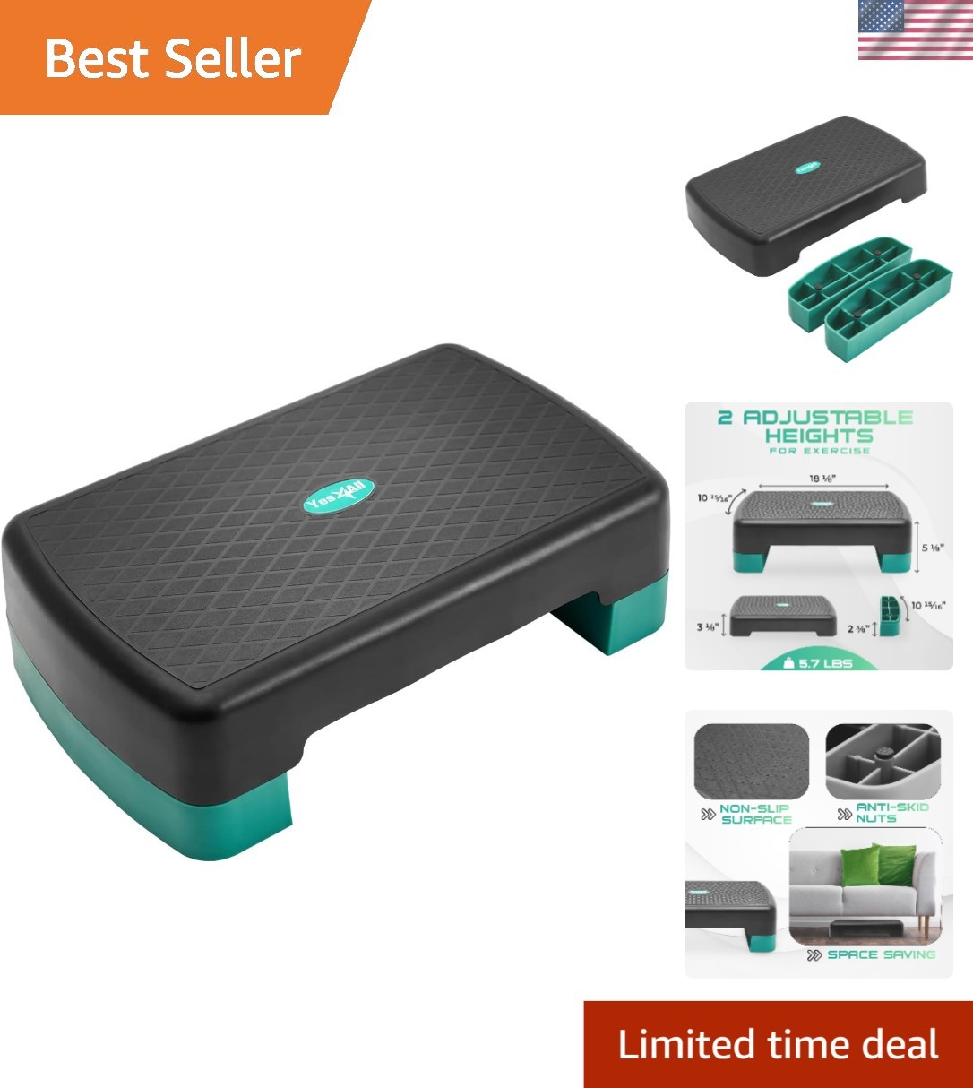 18.9" Mini Workout Stepper with Adjustable Heights - Perfect for Small Spaces