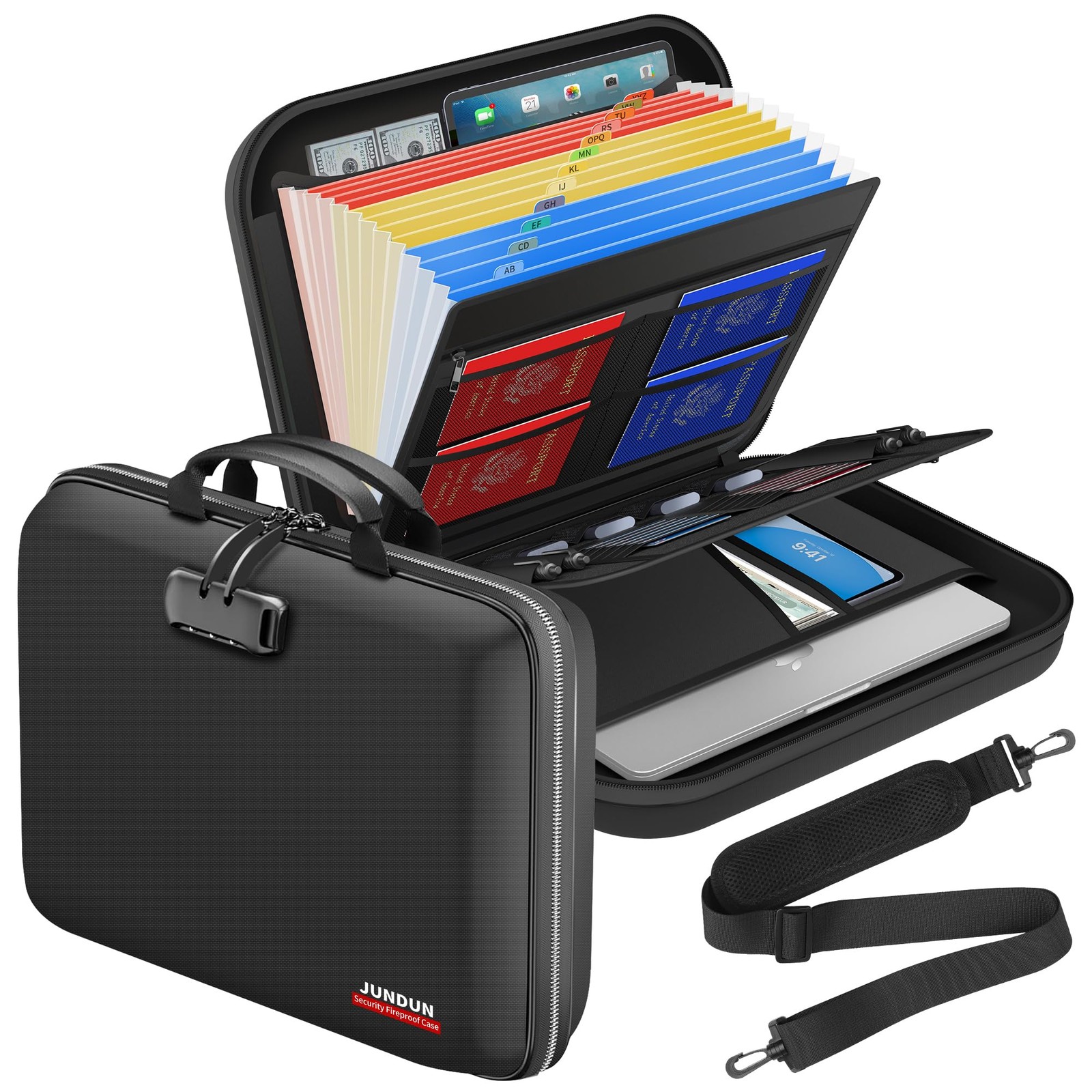 Fireproof Document Box Expandable 15.5" x 11.5" x 3" - Secure Storage for Files