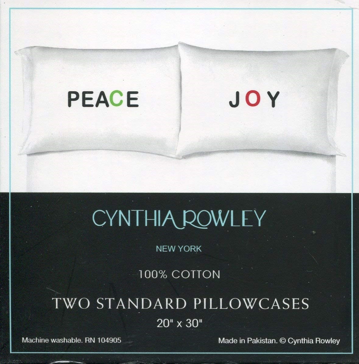 Cynthia Rowley PEACE JOY Cotton Standard Pillowcase Set (2)