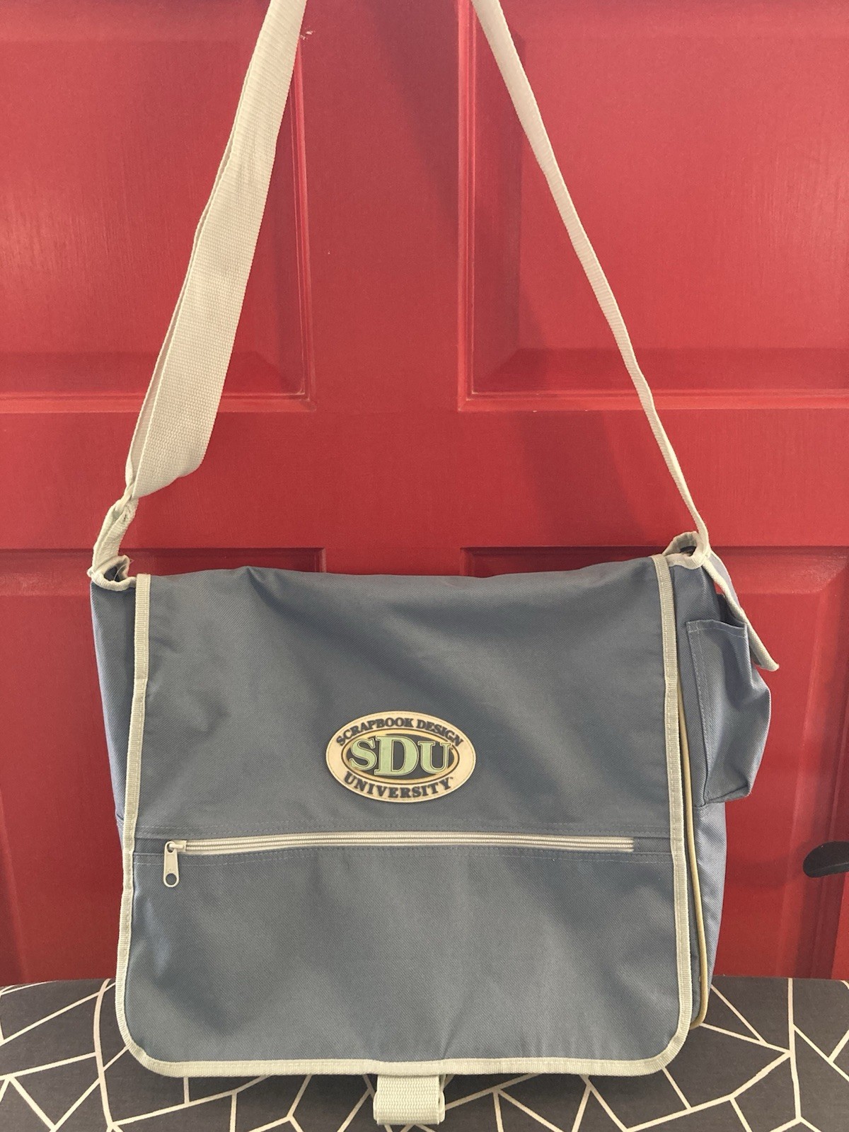 VERY RARE Vintage SDU Scrapbook Design University Messenger Bag Light Blue READ
