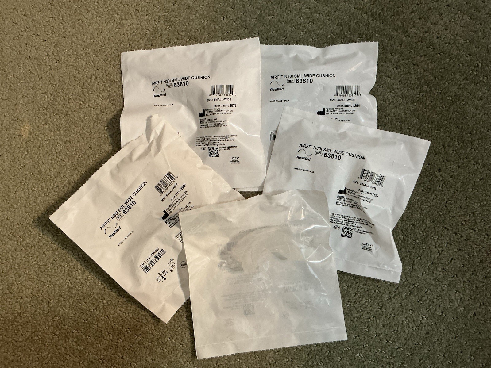 AIRFIT N30i SML WIDE NASAL CUSHION #63810 CPAP SUPPLIES NEW lot Of 5 SEALED