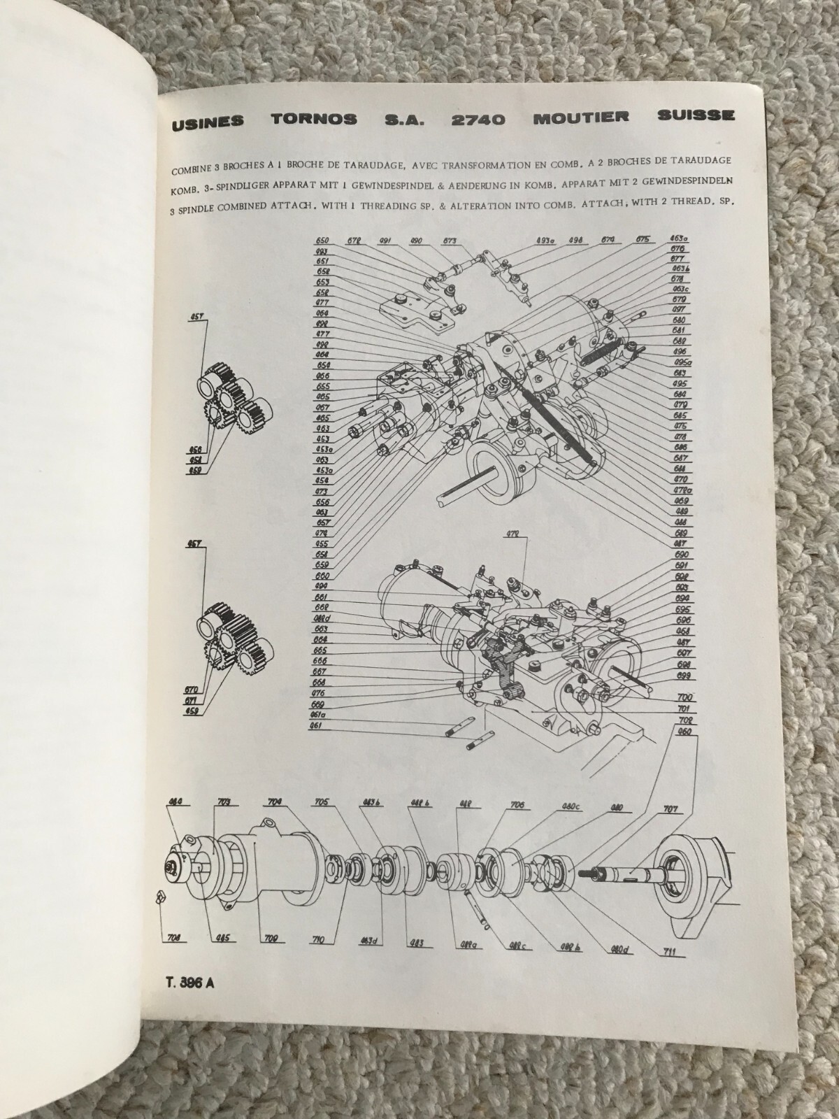 Tornos 13-Y 3 Spindle Drilling & Threading Attachment Manual for Tornos Machines