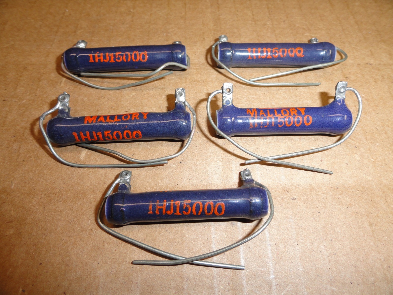 MALLORY RESISTORS, 15K OHM, 10 WATT, (LOT OF 5) NEW / NOS
