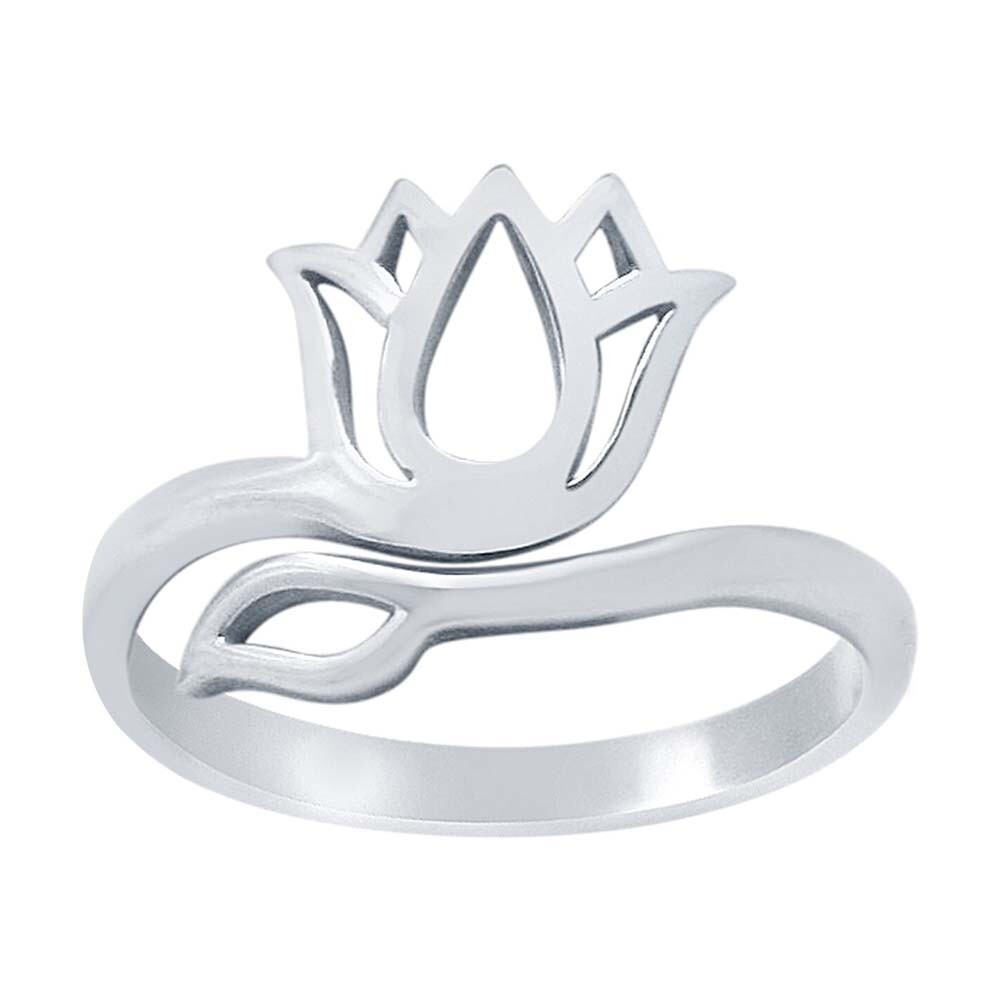 Women's 14K White Gold Plated Adjustable Lotus Toe/Midi Ring