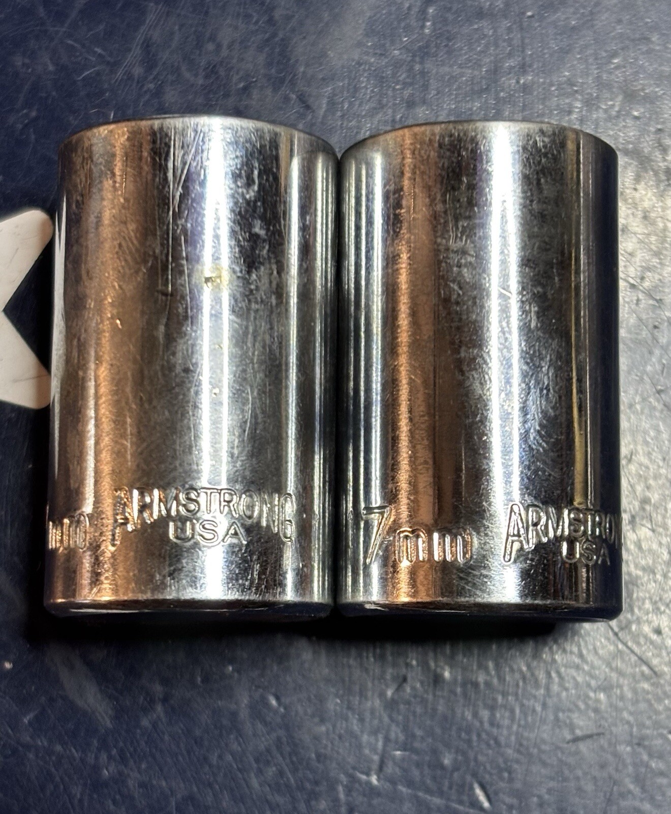Two ARMSTRONG 17mm 6pt Socket 1/2” Drive  USA   39-017    2 Sockets