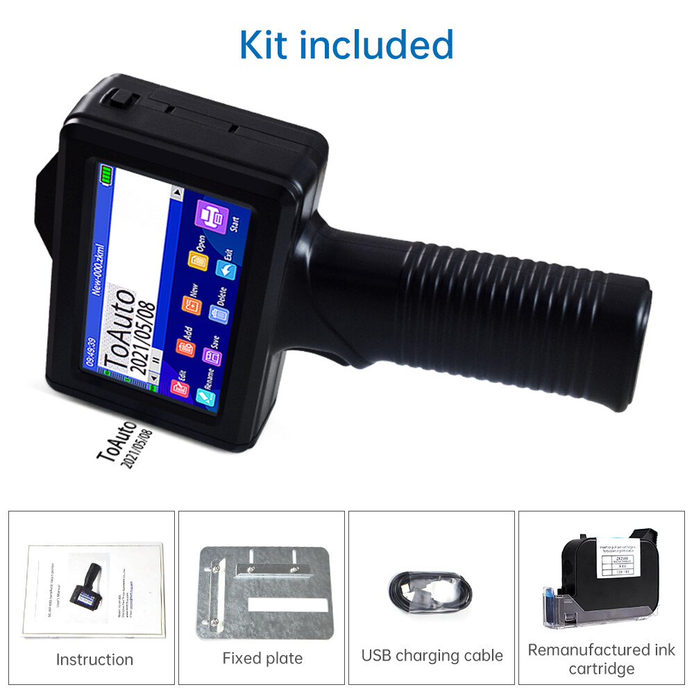 Handheld Inkjet Printer 600DPI Ink Date Time Brand QR Code Barcode Logo Machine