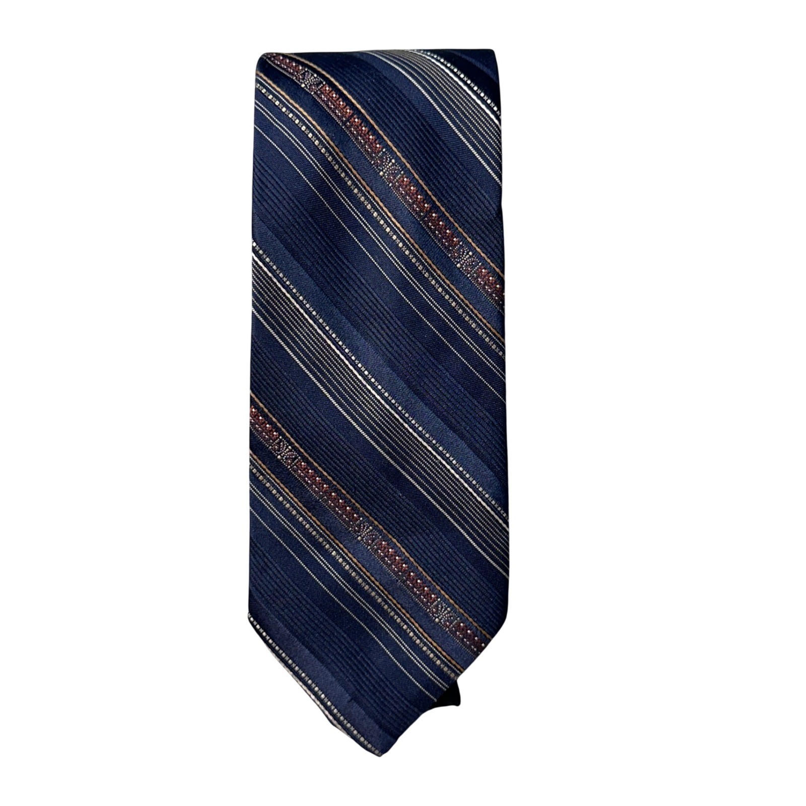Del Cino Necktie Mens OS Navy Blue Striped Woven Classic Professional