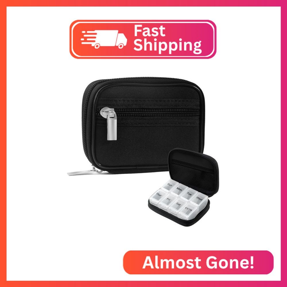 Pill Case Weekly Travel Pill Organizer for Purse with Removable 7 Day Pill Box P