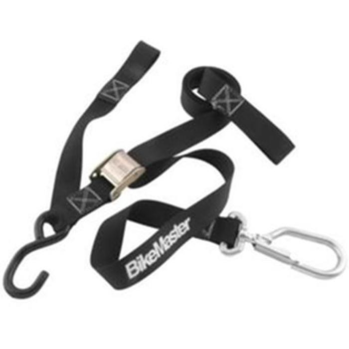 Swivel Tie Downs - Pair - 1-1/2" Swivel w/ Soft Hook - Black Bikemaster 100541